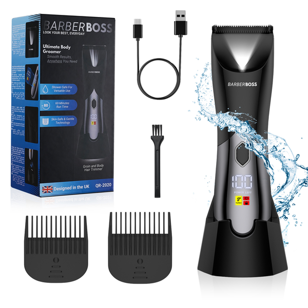 BarberBoss QR-2020 Groin and Body Hair Trimmer - Men’s Pubic Hair Trimmer, Men's Ball Shaver, Body Groomer, Ball Trimmer