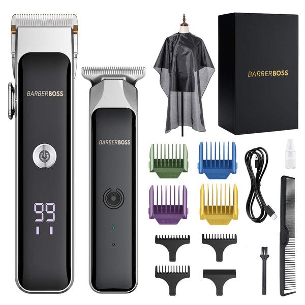 BarberBoss QR-2682 Dual-Trimmer Set Men's Hair Clipper & T-Blade Beard Trimmer