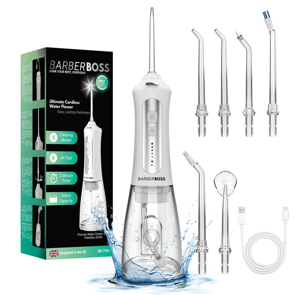 BarberBoss Oral Care QR-7024 Water Flosser – Professional Dental Care with Adjustable Settings and Portable Design