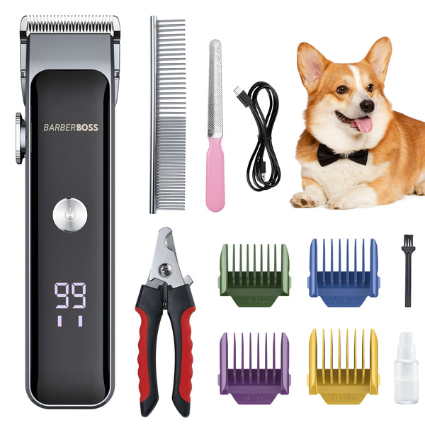 BarberBoss All-in-One Dog Grooming Kit, Professional Dog Clippers QR-9089