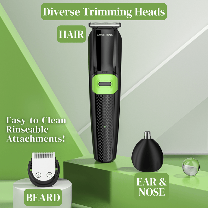 BarberBoss QR - 6057 3 - in - 1 Hair trimmer men, Beard trimmer men, Nose Hair Trimmer - BarberBoss | Look Your Best, Everyday