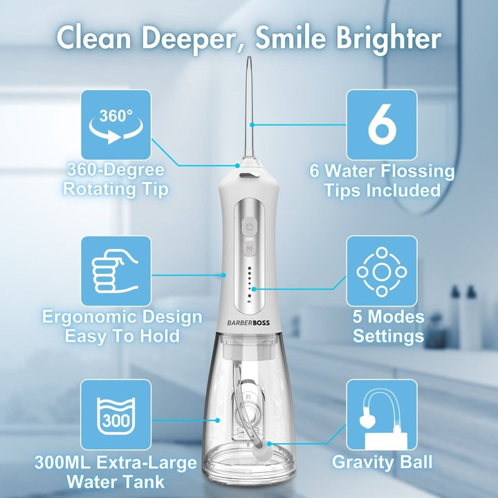 BarberBoss QR - 7024 Water Flosser – Professional Dental Care with Adjustable Settings and Portable Design - BarberBoss | Look Your Best, Everyday