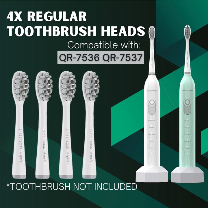 BarberBoss QR - 7536/7 Regular Toothbrush Head Replacement (Multipack) - BarberBoss | Look Your Best, Everyday