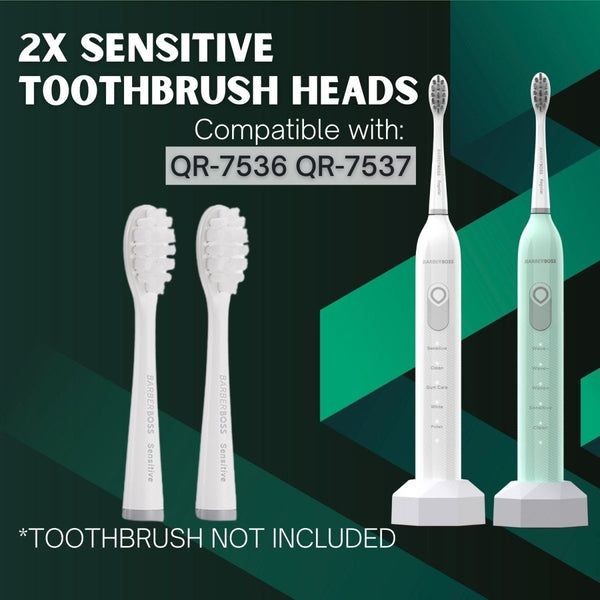 BarberBoss QR - 7536/7 Sensitive Toothbrush Head Replacement (Multipack) - BarberBoss | Look Your Best, Everyday