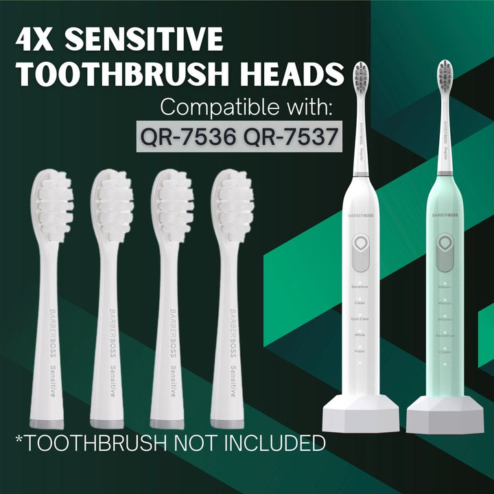 BarberBoss QR - 7536/7 Sensitive Toothbrush Head Replacement (Multipack) - BarberBoss | Look Your Best, Everyday