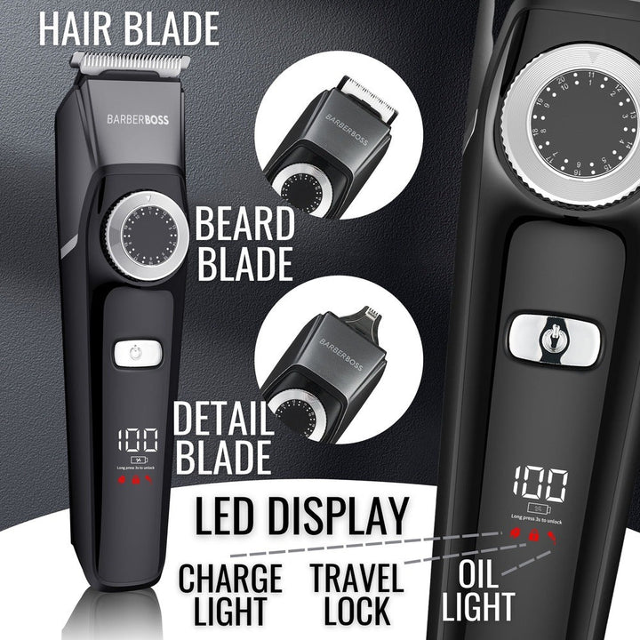 CLEARANCE - BarberBoss QR - 6086 3 - in - 1 Grooming Kit - Ceramic Blade, LED & Waterproof - BarberBoss | Look Your Best, Everyday