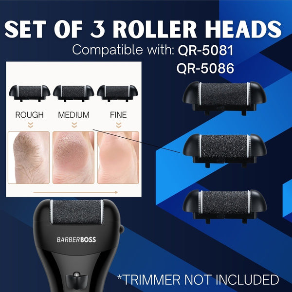 QR-5081/6 Set of 3 Black Roller Heads