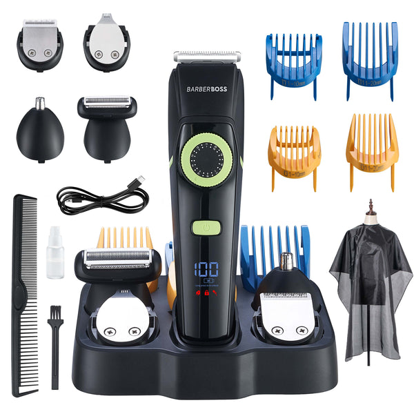 BarberBoss QR-6085 5 in 1 Grooming Kit for Hair, Beard, Nose & Ear & Body Use