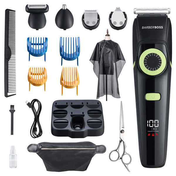 BarberBoss QR-6090 Excellent 5 in 1 Body Grooming Kit - Ceramic Blade, LED Display